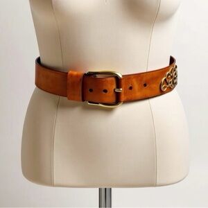 Jil Sander Suede Belt, ornate gold embellishments, suede/gold buckle, S, 26-30